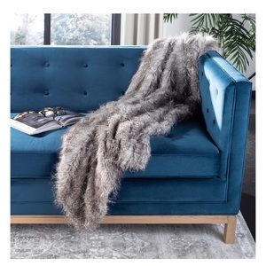 New Grey Safavieh Faux Luxe Peacock Fur Throw